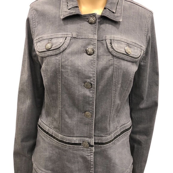 White House Black Market Gray Denim Jacket - Picture 3 of 12